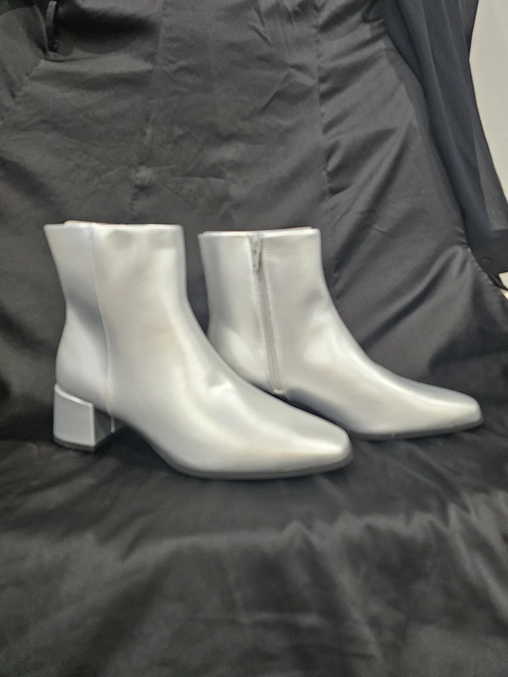 a new day Silver Metallic Square-Toe Ankle Boots with Side Zip